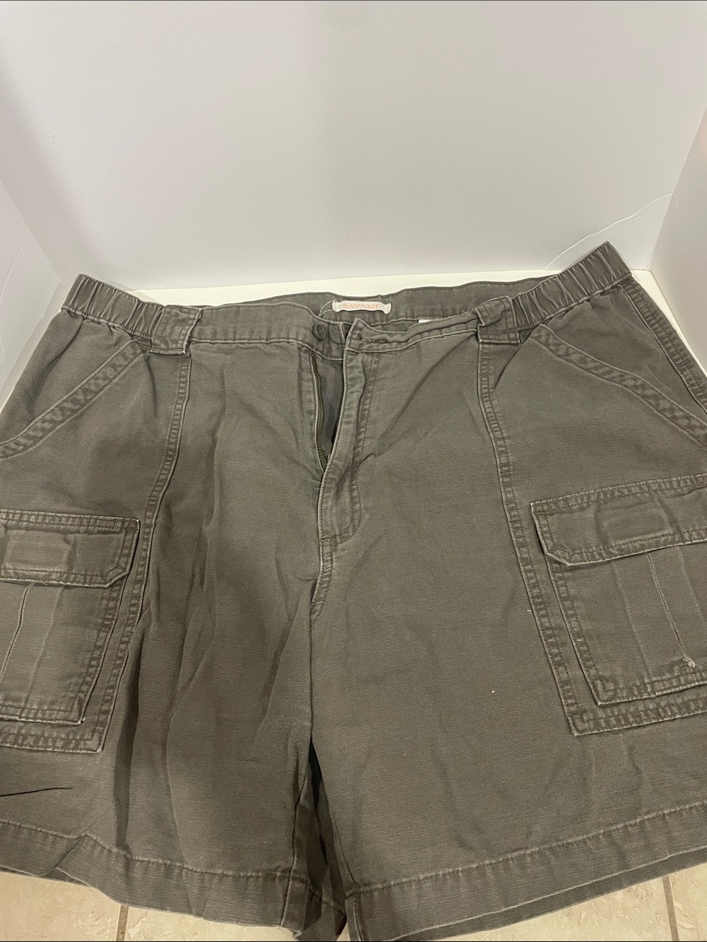 Savane Olive Green Cargo Shorts with Patch Pockets Size 42